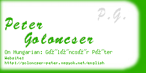 peter goloncser business card